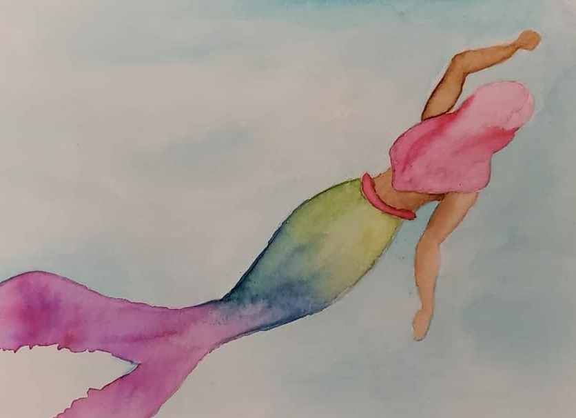 Mermaid Watercolor by Aly Billey