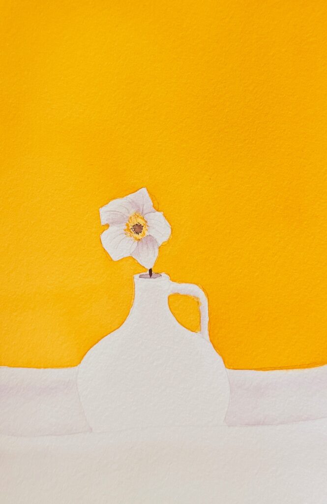 White flower in vase - FINAL painting