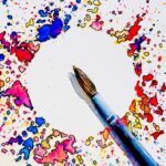 Paintbrush with splatter - outlined - cropped